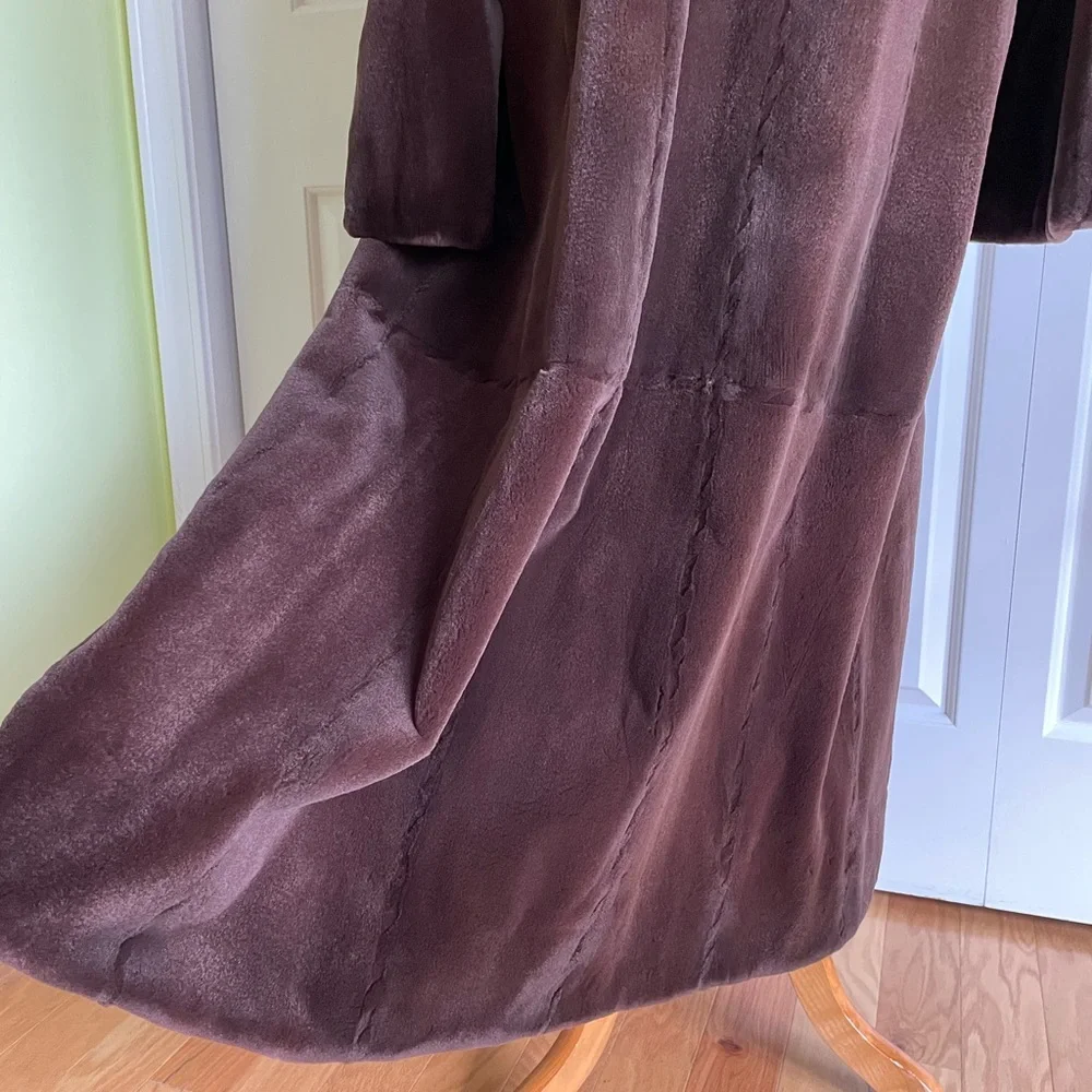 SAGA MINK Sheared Dark Brown Mink Long Coat XL Mint 💥 - Picture 3 of 11